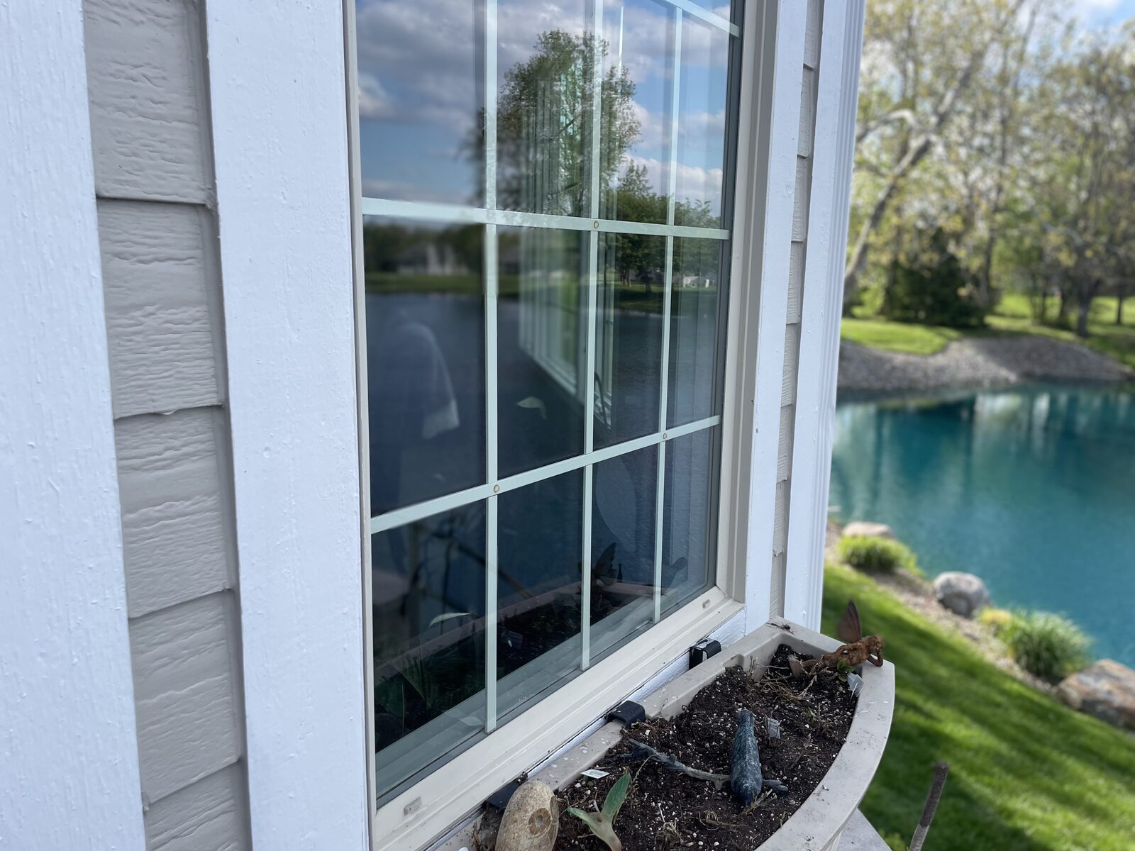 Crystal-clear lakeside window after cleaning